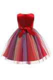 Robe de fille bleue scintillante à col bateau