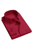 Chemise rouge sans rides à manches longues solides pour hommes