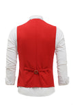 Gilet de costume pour homme à revers châle à poitrine unique rouge