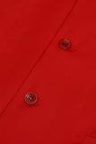 Gilet de costume pour homme à revers châle à poitrine unique rouge