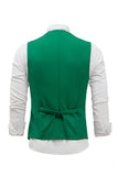 Green Single Breasted Shawl Lapel Gilet de costume pour hommes