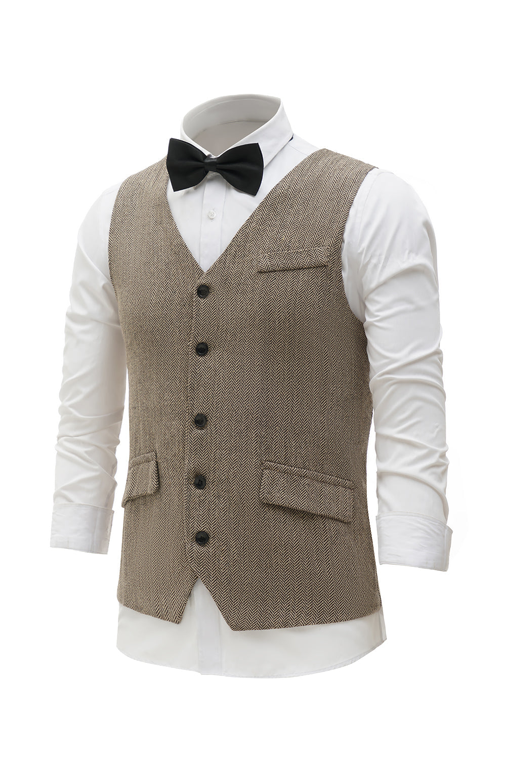 Khaki Solid Single Breasted Shawl Lapel Veste de costume pour hommes