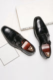Brown Monk Strap Chaussures habillées en cuir pour hommes