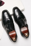 Brown Monk Strap Chaussures habillées en cuir pour hommes
