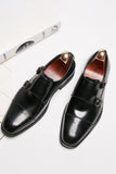 Brown Monk Strap Chaussures habillées en cuir pour hommes