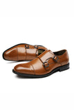 Brown Monk Strap Chaussures habillées en cuir pour hommes