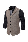 Brown Tweed Single Breasted Notched Lapel Veste de costume pour hommes