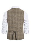 Brown Pinstripe Double Breasted Shawl Lapel Veste Costume Homme