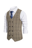 Brown Pinstripe Double Breasted Shawl Lapel Veste Costume Homme