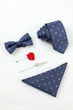 Navy Homme 5-Piece Accessory Set Cravate et Nœud Papillon Poche Fleur Carré Épingle Pin Tie Clip