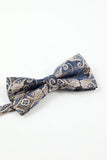 Navy Homme Jacquard 5 pièces Accessoire Set Cravate et Nœud Papillon Poche Carré Fleur Revers Pin Tie Clip