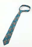 Lake Blue Jacquard Homme 5 pièces Accessoire Set Cravate et Nœud Papillon Poche Carré Fleur Revers Pin Cravate Clip