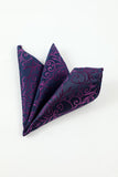 Violet Jacquard Homme 5 pièces Accessoire Set Cravate et Nœud Papillon Poche Carré Fleur Revers Épingle Cravate Clip