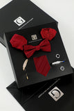 Bourgogne Homme Accessoire Set Cravate et Nœud Papillon Deux Poche Carré Revers Épingle Cravate Clip Boutons de Manchette
