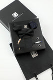 Ensemble d’accessoires pour hommes noirs Cravate et nœud papillon Deux poches carrées épingle à épingles Clip Boutons de manchette