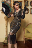 Robe à paillettes rétro Noire Dorée 20