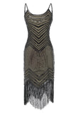 Bodycon Noir Argent Paillettes 20s Robe