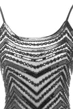 Bodycon Noir Argent Paillettes 20s Robe