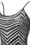 Bodycon Noir Argent Paillettes 20s Robe