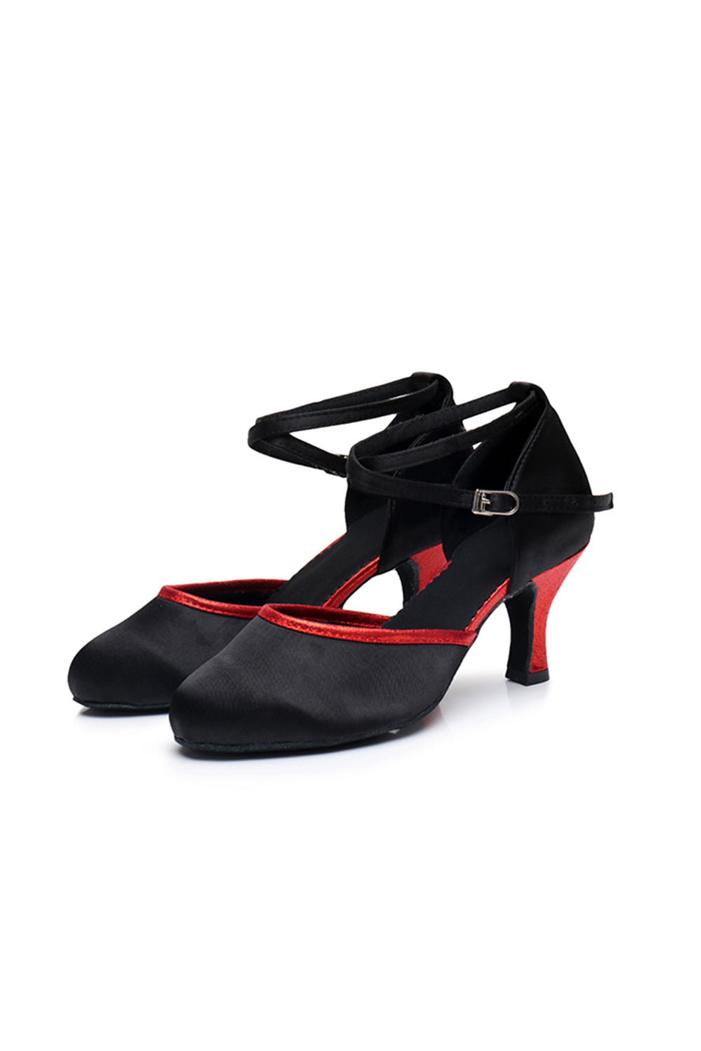 Femmes Chaussures des années 1920 T-Straps Noirs et Rouges Talons