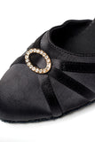 Noir Talon Haut Diamond Boucle Chaussures de danse modernes