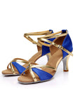 Talon de sandale pointu doré bleu