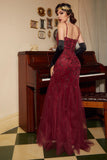 Paillettes col V Longue Robe des années 20
