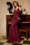 Paillettes col V Longue Robe des années 20