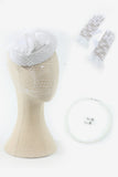 Boucles d’oreilles blanches Collier Gants Coiffures Quatre pièces Ensembles d’accessoires des années 20