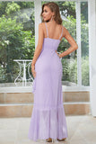 Robe d’invité de mariage asymétrique à points violets