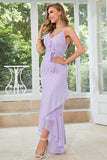 Robe d’invité de mariage asymétrique à points violets