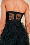 Robe de bal corset noir bustier avec fente
