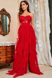 Robe de bal corset noir bustier avec fente