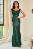 Paillettes vert foncé Robe de bal à paillettes