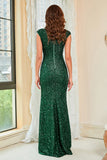 Paillettes vert foncé Robe de bal à paillettes