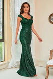 Paillettes vert foncé Robe de bal à paillettes