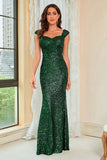 Paillettes vert foncé Robe de bal à paillettes