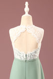Matcha A-line Longueur du sol Col rond Sans manches Junior Bridesmaid Dress