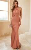 Mermaid Brown Halter Robe de demoiselle d’honneur
