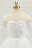 Tulle Ivoire Robe Fille Fleur Longue avec Dentelle