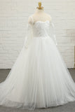Tulle Ivoire Robe Fille Fleur Longue avec Dentelle