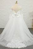 Tulle Ivoire Robe Fille Fleur Longue avec Dentelle