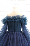 Glitter Navy Manches Longues Fleur Robe Fille