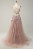 Spaghetti Straps A Line Light Purple Long Bal Robe avec Entrecroisement Retour