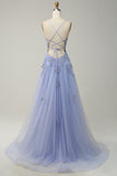 Spaghetti Straps A Line Light Purple Long Bal Robe avec Entrecroisement Retour