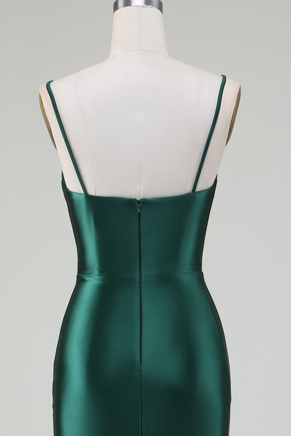 Vert foncé sirène bretelles spaghetti balayage Train robe de bal