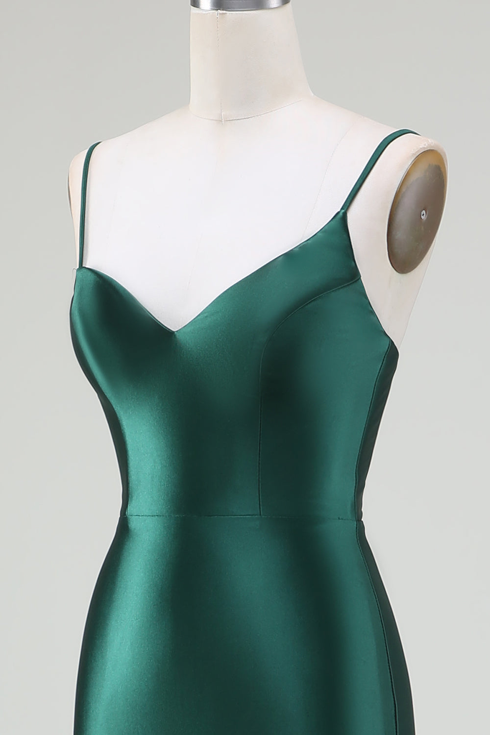 Vert foncé sirène bretelles spaghetti balayage Train robe de bal