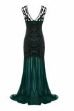 Robe à clapet à paillettes Noir & Or des années 20