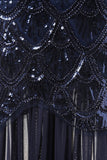Navy Sequins Robe de soirée des années 20