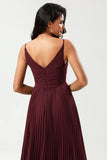 A-Line Robe de demoiselle d’honneur bordeaux sans manches